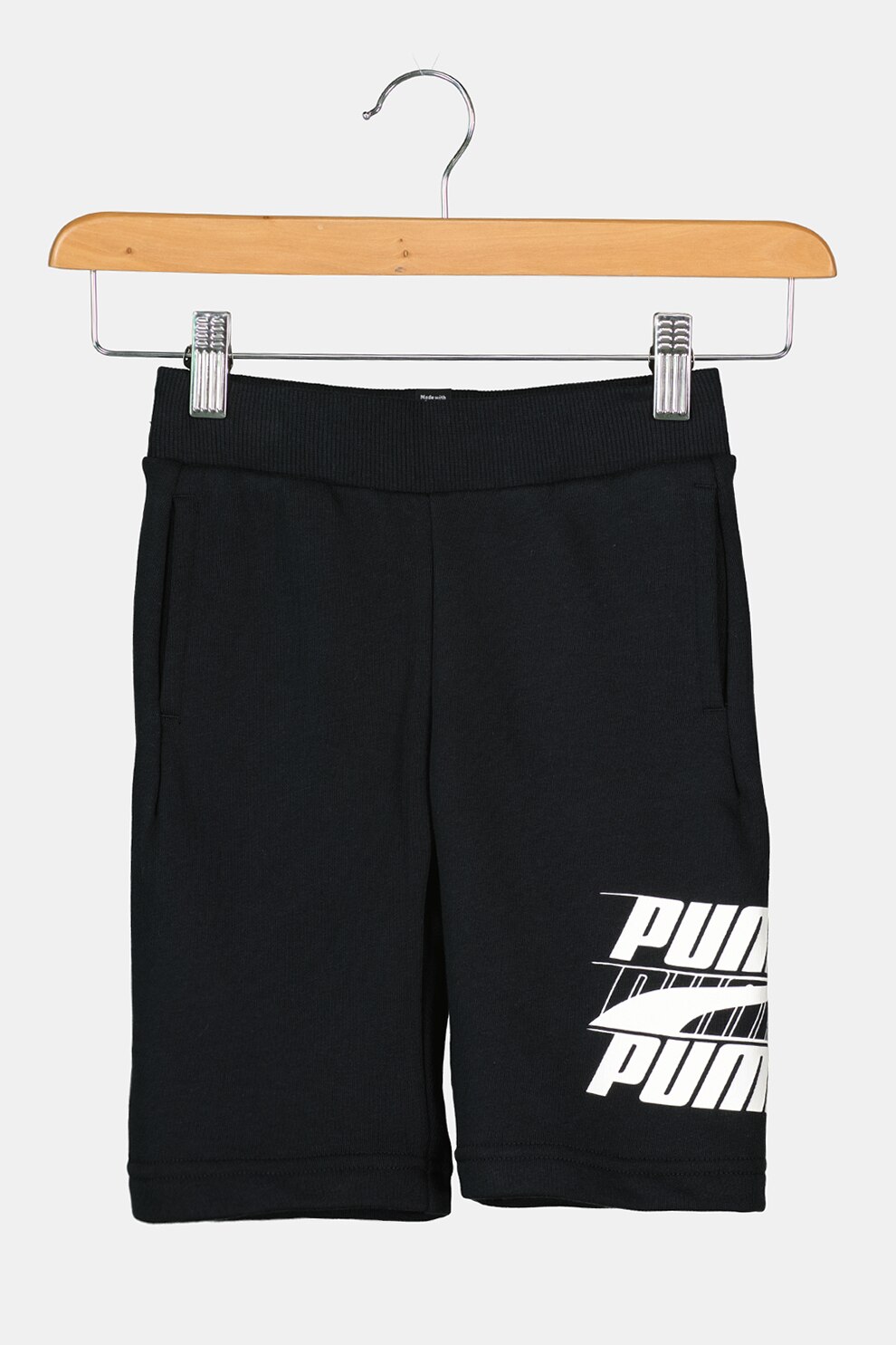 Puma, Pantaloni scurti cu imprimeu logo, Negru/Alb
