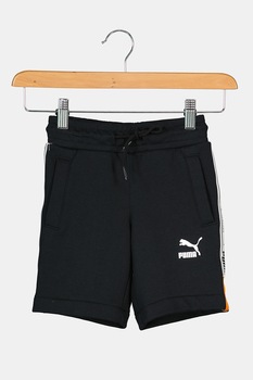 Puma, Pantaloni scurti cu snur si banda logo laterala XTG, Negru/Oranj Puma, Pantaloni scurti cu snur si banda logo laterala XTG, Negru/Oranj
