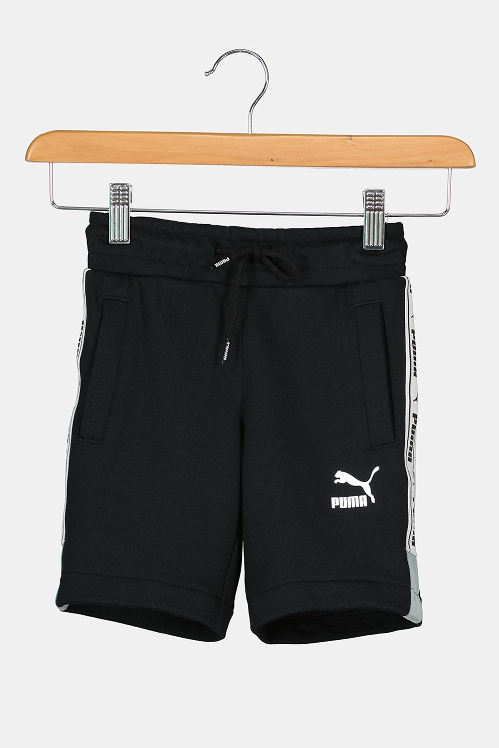 Puma, Pantaloni scurti cu snur si banda logo laterala XTG, Negru/Alb