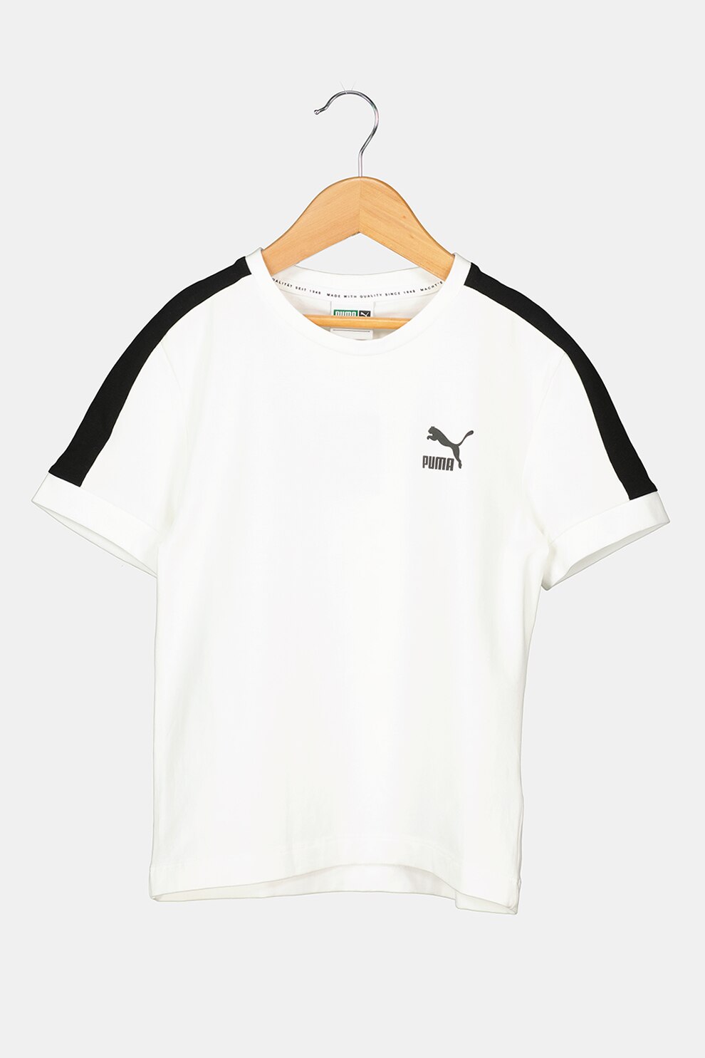 Puma, Tricou cu imprimeu logo, Alb/Negru, L