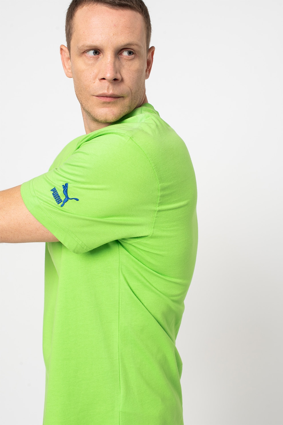 Puma, Tricou cu logo brodat, Verde lime