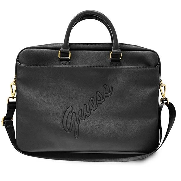 Geanta Guess Torba 15'' Saffiano Script black