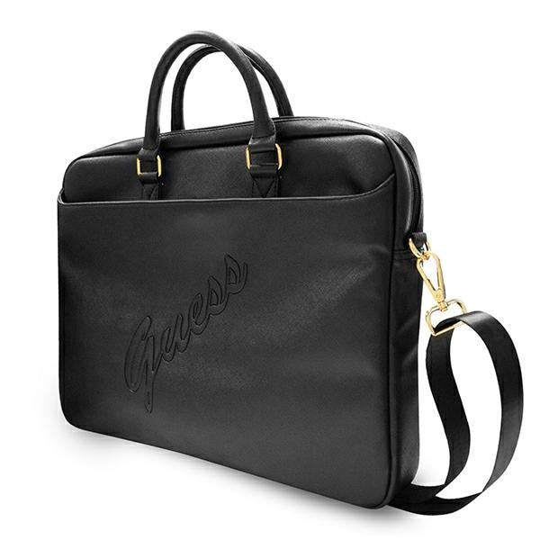 Geanta Guess Saffiano Script compatibila cu laptop 16 inch Black