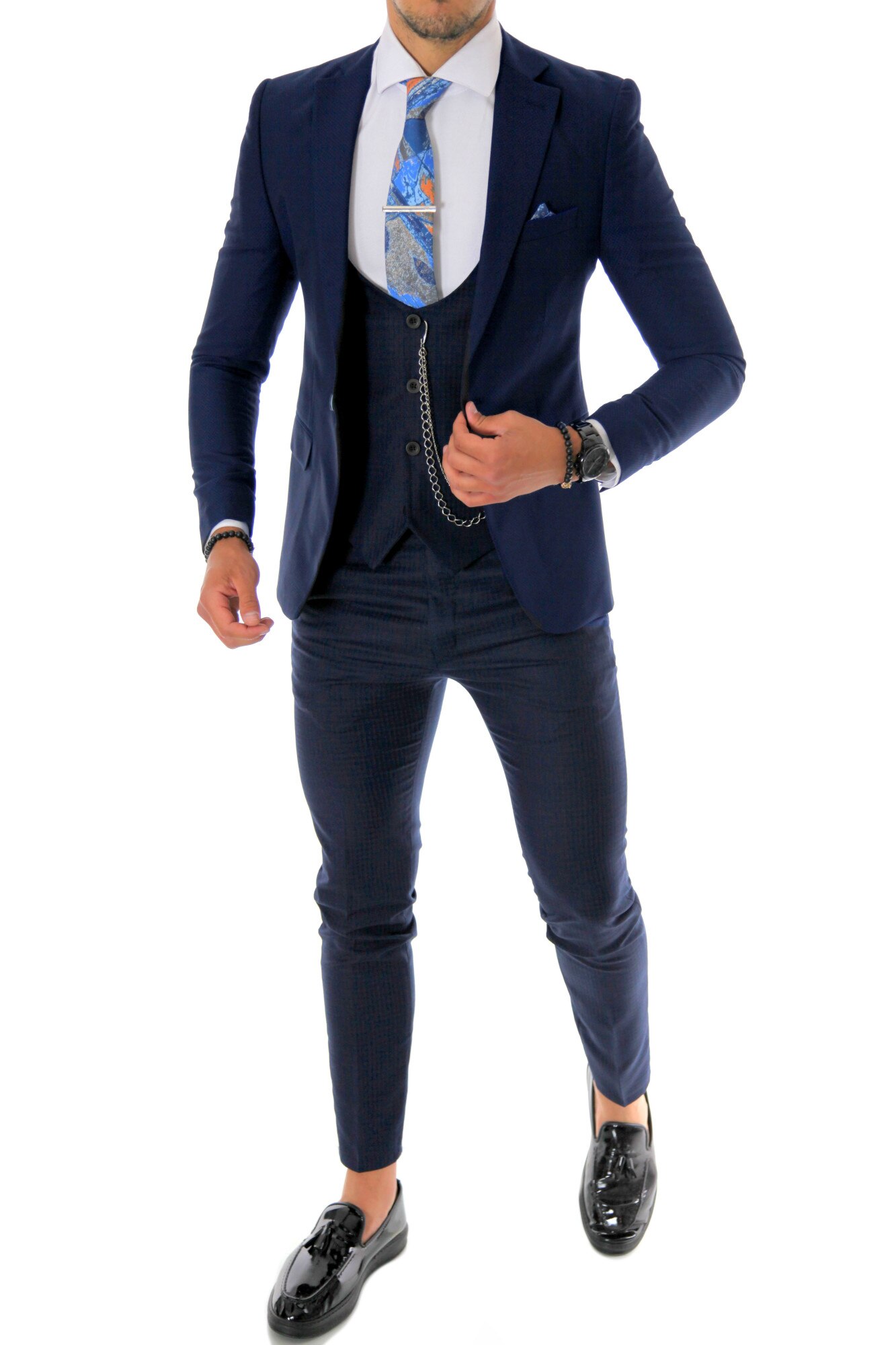 Sacou pentru barbati, slim fit, elegant, bleumarin, B5321, Bleumarin, 46