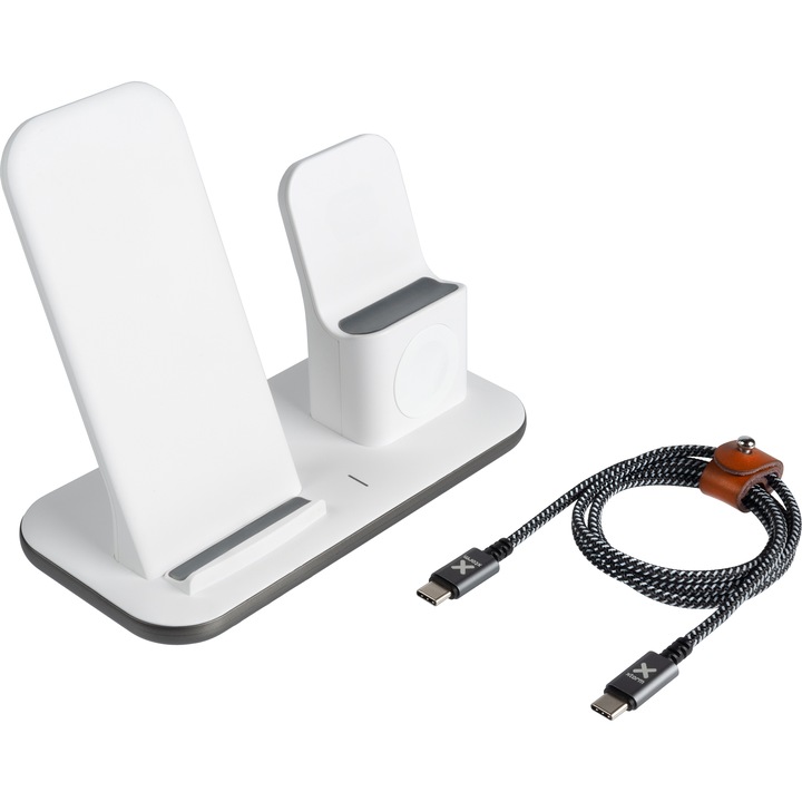 Incarcator wireless 3-in-1, Xtorm pentru Apple, Alb/Gri
