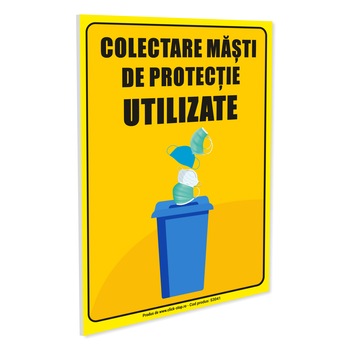 Indicator de avertizare colectare masti de protectie utilizate S3041, Alucobond 2 mm, 600x900mm Indicator de avertizare colectare masti de protectie utilizate S3041, Alucobond 2 mm, 600x900mm