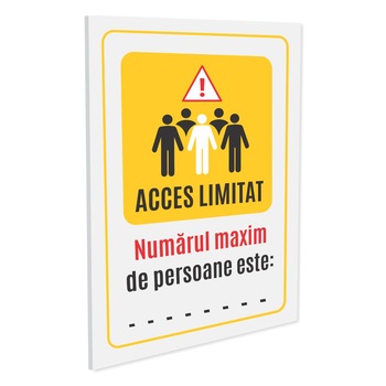 Indicator de avertizare acces limitat a numarului de persoane S3038, PVC (Komatex) 3 mm, 200x300mm Indicator de avertizare acces limitat a numarului de persoane S3038, PVC (Komatex) 3 mm, 200x300mm