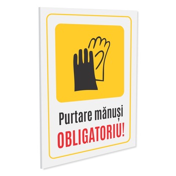 Indicator de avertizare purtarea obligatorie a manusilor S3021, PVC (Komatex) 3 mm, 300x400mm Indicator de avertizare purtarea obligatorie a manusilor S3021, PVC (Komatex) 3 mm, 300x400mm