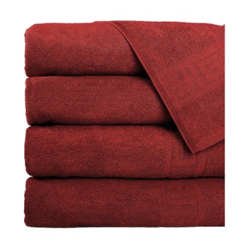 Set 5 prosoape bumbac 100% cu bordura greceasca, 50x90 cm, Ralex Pucioasa, Bordo (Visiniu) Set 5 prosoape bumbac 100% cu bordura greceasca, 50x90 cm, Ralex Pucioasa, Bordo (Visiniu)