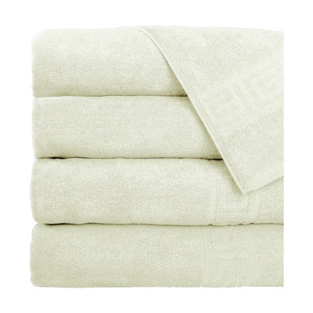 Set 5 prosoape bumbac 100% cu bordura greceasca, 50x90 cm, Ralex Pucioasa, Bej