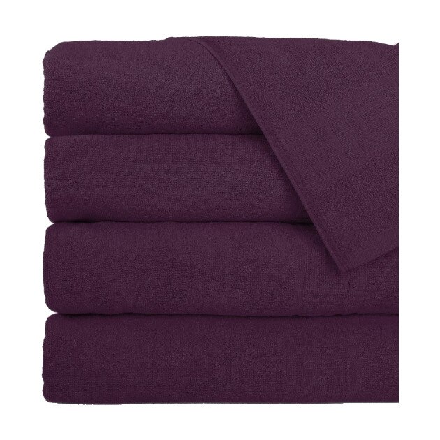 Set 5 prosoape bumbac 100% cu bordura greceasca, 50x90 cm, Ralex Pucioasa, Mov