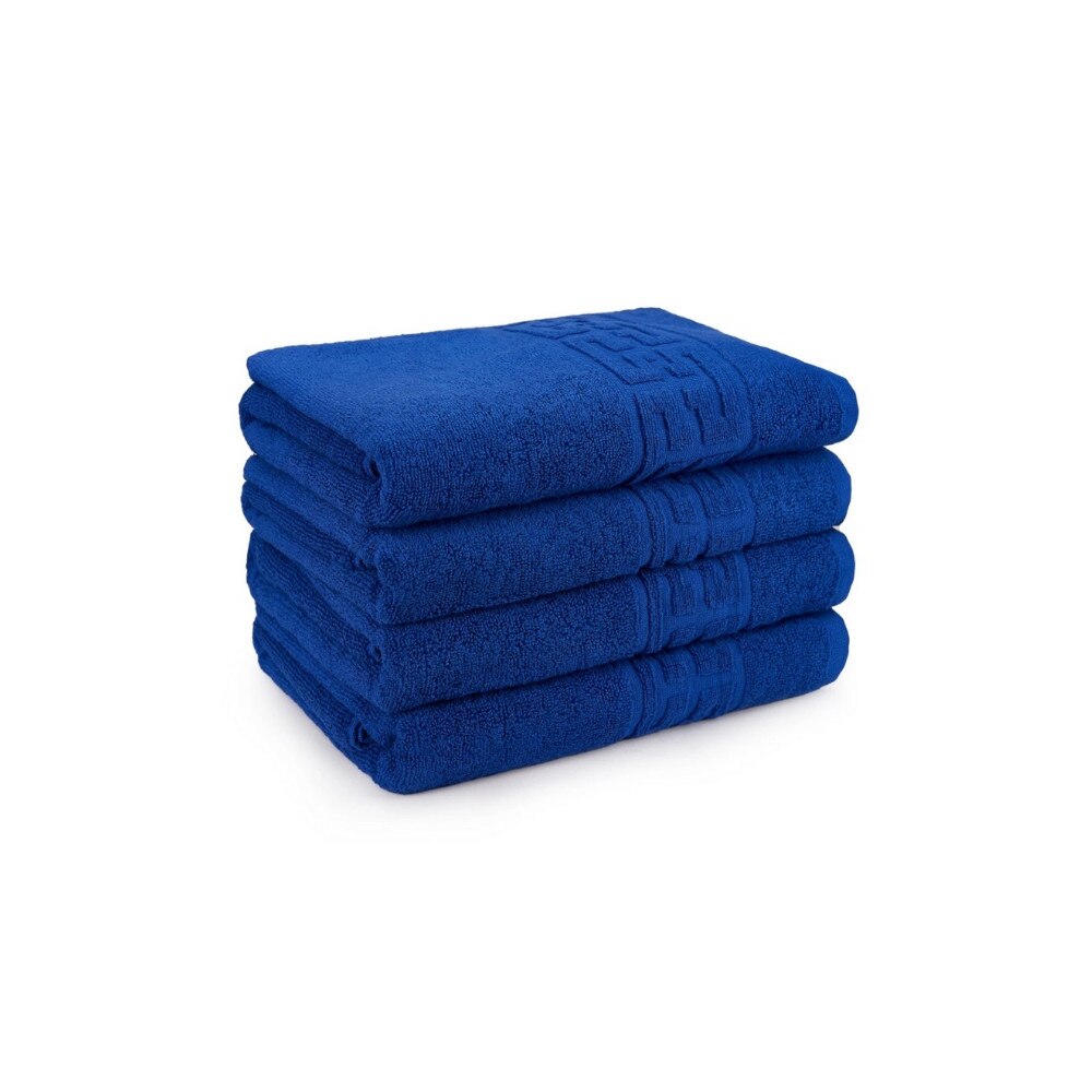 Set 4 Prosoape Fata , Plush, model grecesc, bumbac 100%, 50/90 cm, 500 gr/m2, albastru intens