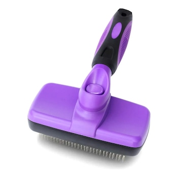 Perie cu auto-curatare, Vaxiuja, Otel inoxidabil/ABS, Mov Perie cu auto-curatare, Vaxiuja, Otel inoxidabil/ABS, Mov