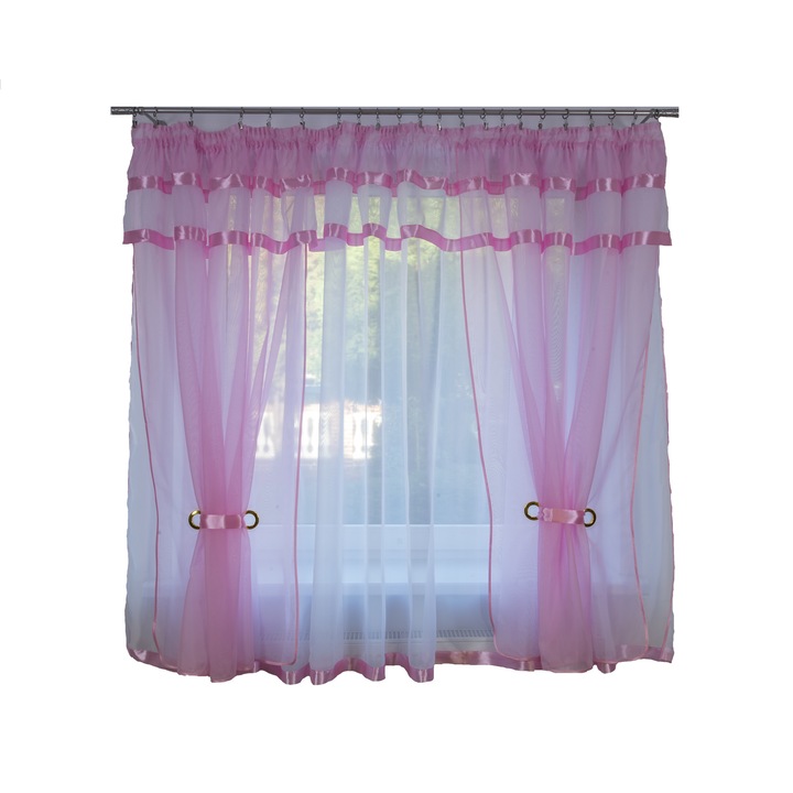 Perdea Mallorca 390x150 Voal Roz
