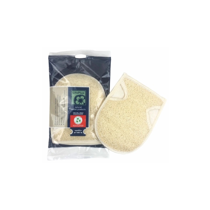 Гъба за тяло LifoPlus , Луфа, Памук, Био/Веган