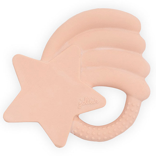 Jucarie dentitie, Jollein Falling star, cauciuc, roz