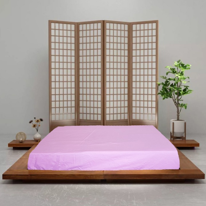 Set 2 bucati Cearsaf de pat cu elastic Kotonia Home, 100% bumbac, Ranforce, 160x200+20 cm, rose
