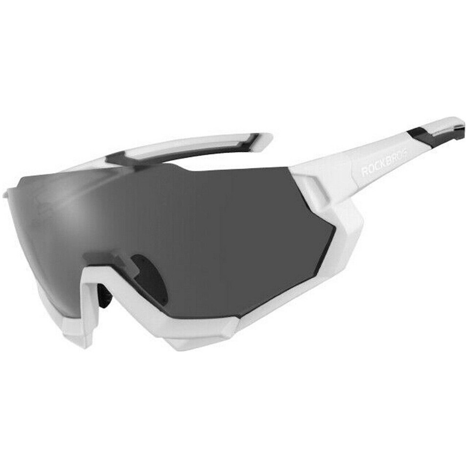 Ochelari sport polarizati Rockbros 10132, 5 lentile interschimbabile, rama alb-negru