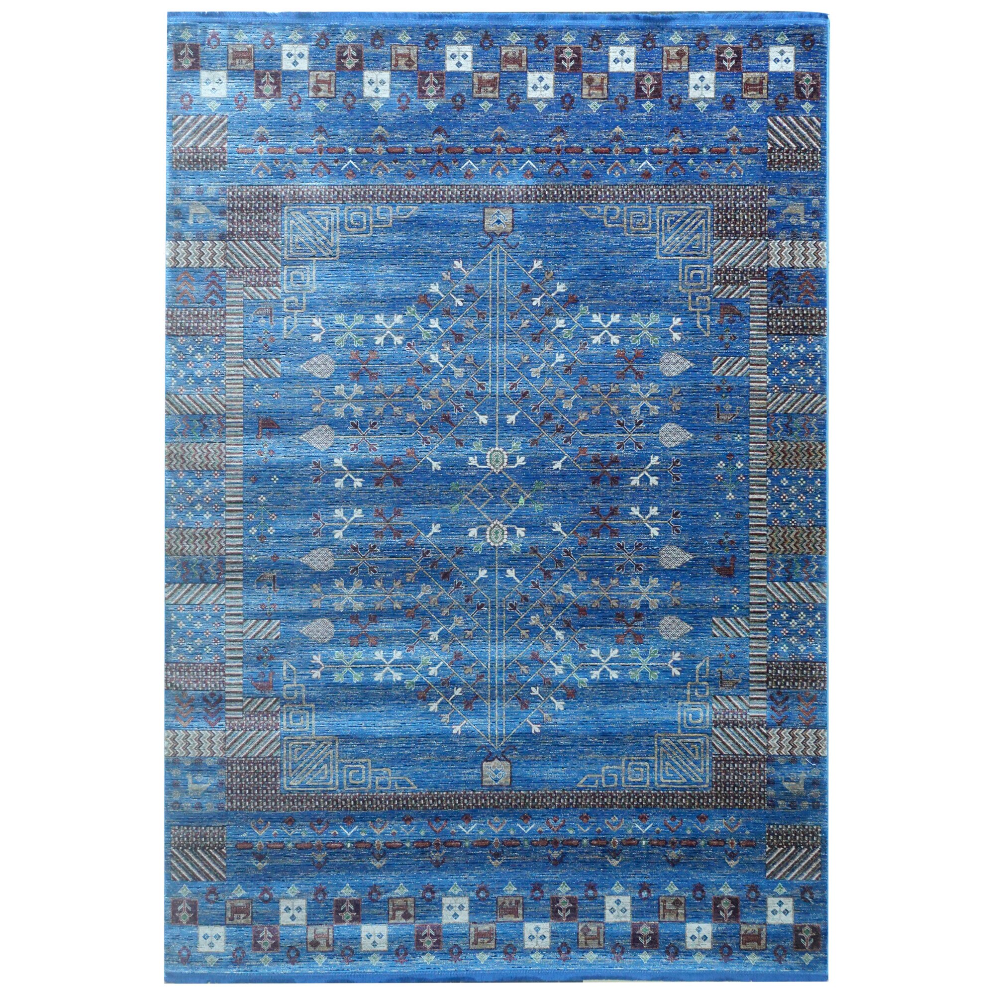 Covor Karacahan Bella Z144A Navy / Navy, 160x230 cm, 5 mm inaltime fir, Aspect moden