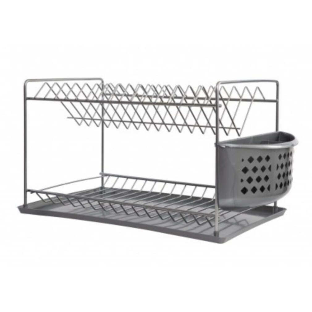 Uscator vase cu tava, dreptunghiular, mediu, dimensiuni 45 x 26 x 9 cm, argintiu