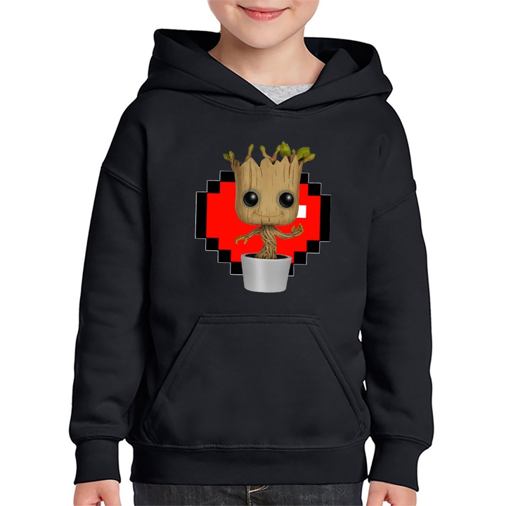 Baby Groot Minecraft Love Heart детски суичър Heart черен размер 116-122 см възраст 3-4 години