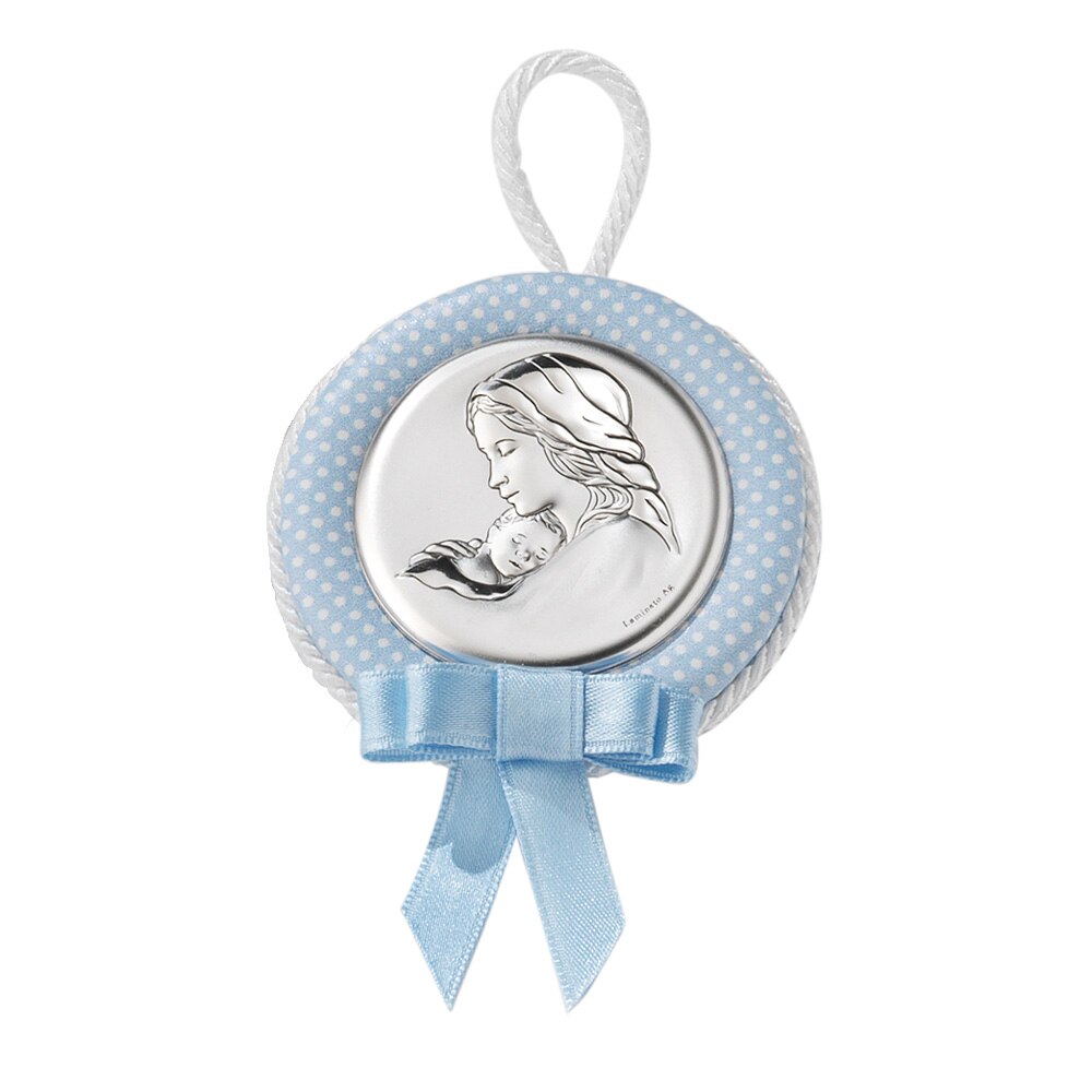 Icoana Patut Baietei Maica si Pruncul 6.5x6.5cm Albastru ClassGifts