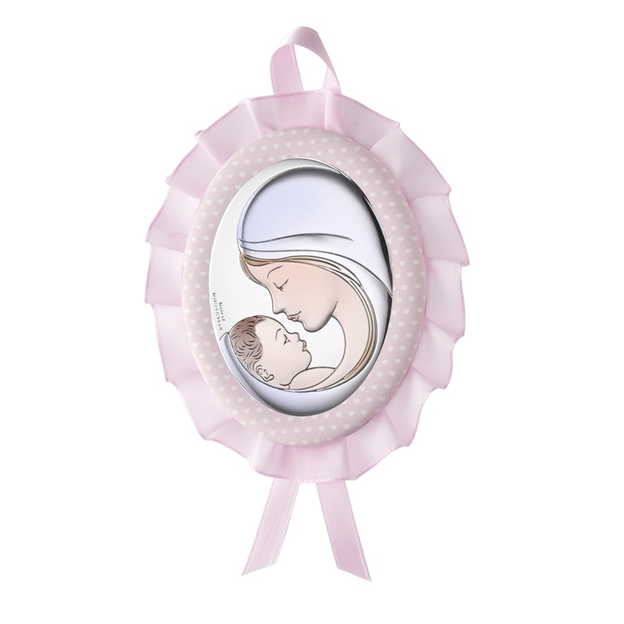 Icoana Patut Fetite Maica si Pruncul 10x13cm Roz cu Melodie ClassGifts