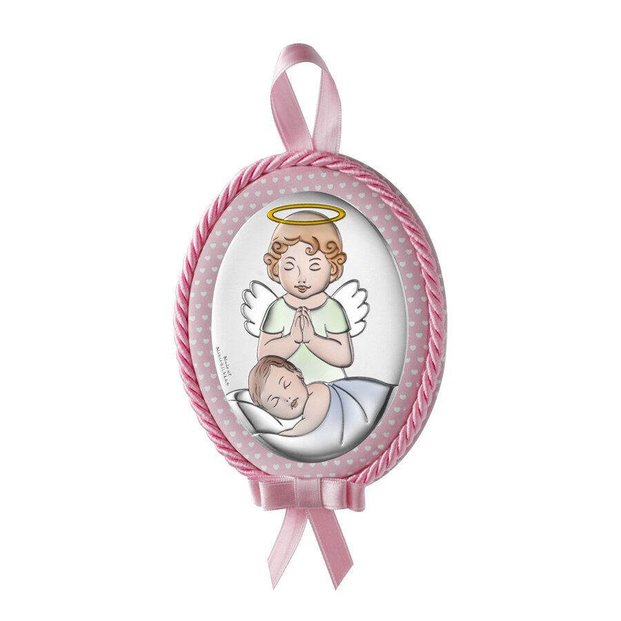 Icoana Patut Fetite Ingerul Pazitor 9x12cm Roz cu Melodie ClassGifts