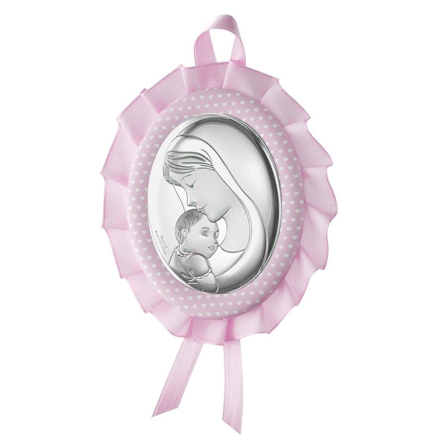 Icoana Patut Fetite Maica si Pruncul 10x13cm Roz cu Melodie ClassGifts