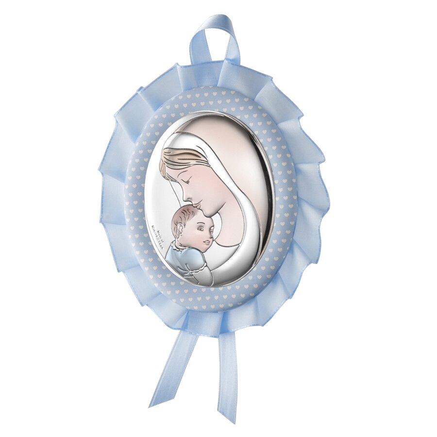 Icoana Patut Baietei Maica si Pruncul 10x13cm Albastru cu Melodie ClassGifts