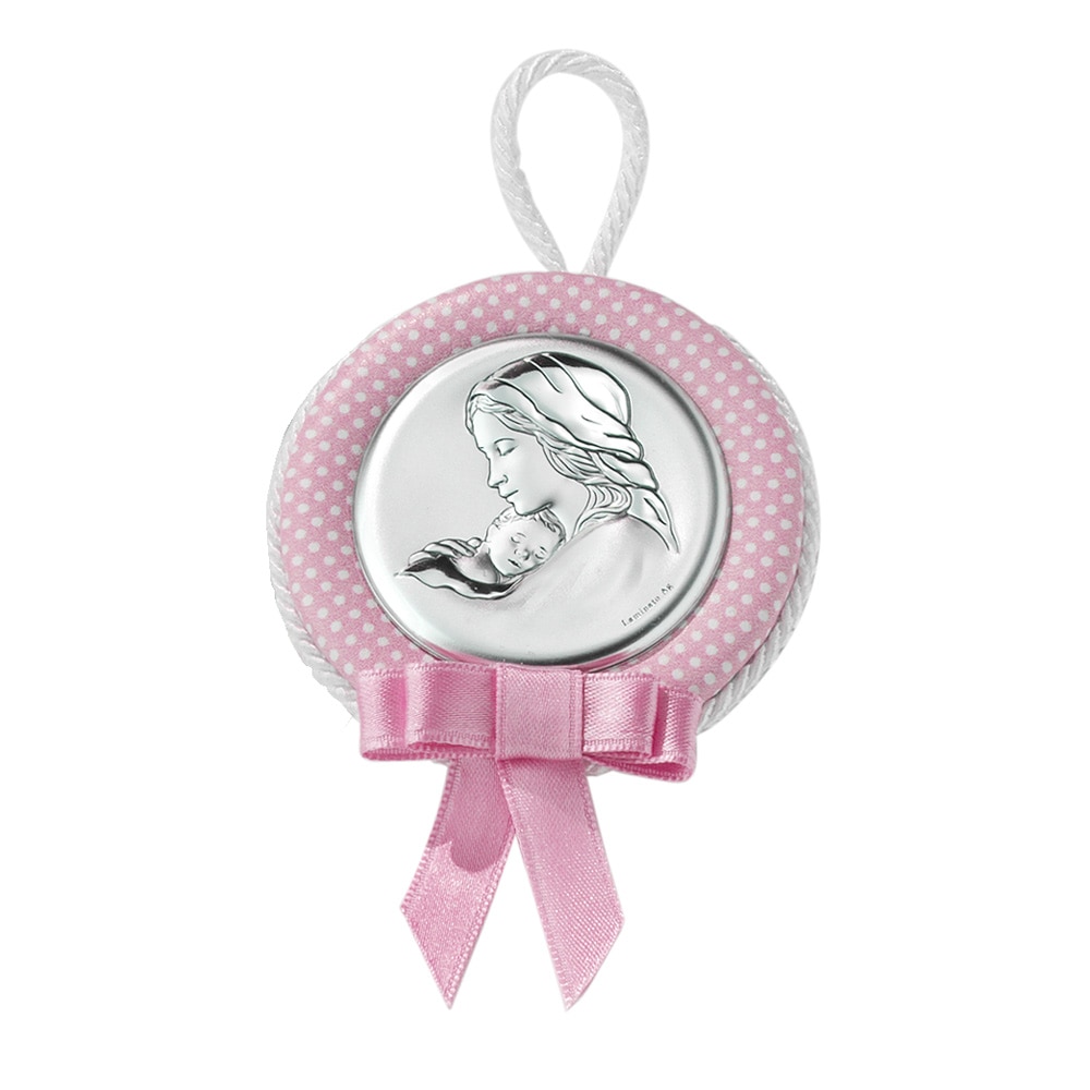 Icoana Patut Fetite Maica si Pruncul 6.5x6.5cm Roz ClassGifts