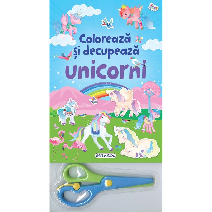 Coloreaza si decupeaza Unicorni (blue), Colectiv Susaeta