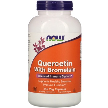 Supliment alimentar, NOW FOODS, Quercetin cu Bromelina, 240 capsule vegane Supliment alimentar, NOW FOODS, Quercetin cu Bromelina, 240 capsule vegane