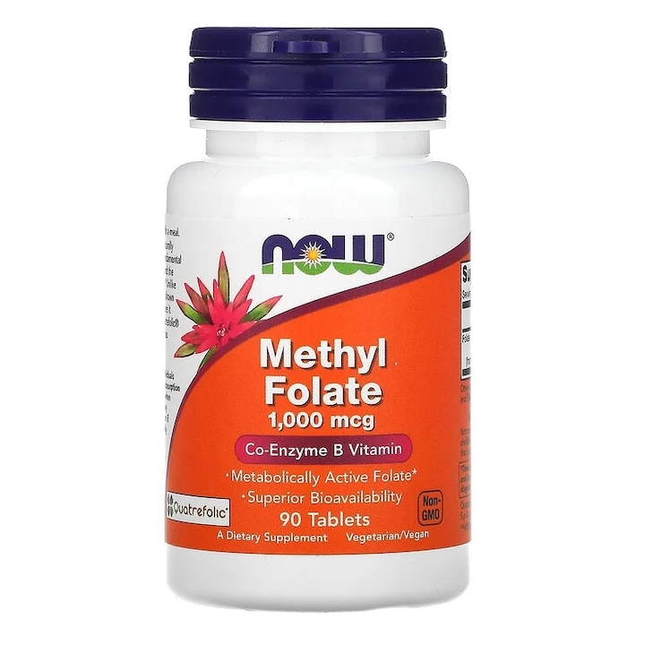 Supliment alimentar, NOW FOODS, Metil Folat, 90 Comprimate vegetariene