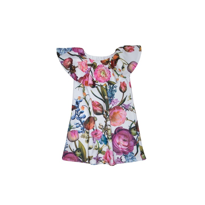 Rochie alba cu imprimeu floral copii