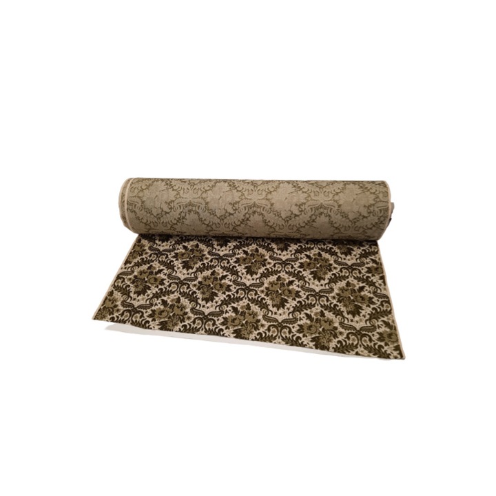 Material textil din bumbac, Imprimeu floral, Verde, Alb, 140x100 cm