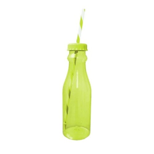 Sticla cu capac si pai, 650 ml, verde