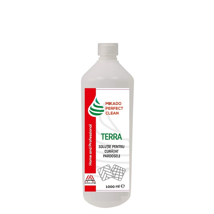Félprofesszionális megoldás padló és parketta tisztítására, Mikado Perfect Clean TERRA, 1 liter, háztartási és Horeca használatra