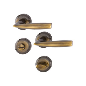 Maner usa interior, Hoppe Vitoria, cu rozeta pentru baie, material alama, bronz antic, 123x52mm Maner usa interior, Hoppe Vitoria, cu rozeta pentru baie, material alama, bronz antic, 123x52mm