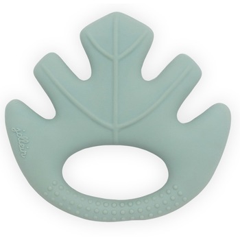 Jucarie dentitie, Jollein Leaves, cauciuc, gri Jucarie dentitie, Jollein Leaves, cauciuc, gri