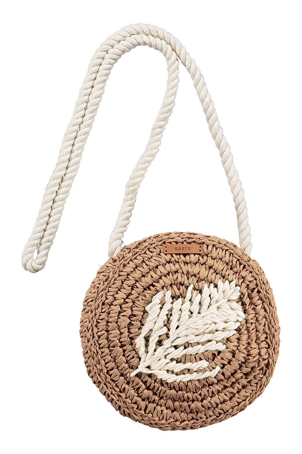 Barts, Geanta crossbody din paie de hartie Venus, Maro deschis/Alb