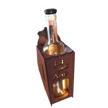 Suport din lemn cu LED La Multi Ani, sticla de vin Suport din lemn cu LED La Multi Ani, sticla de vin
