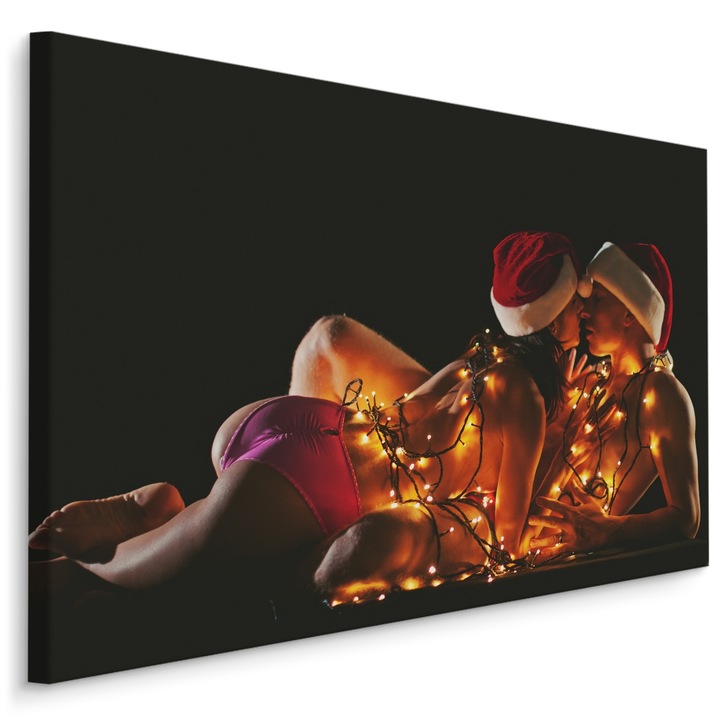 Festmény vászonra EROTIZMUS Karácsonyi szerelem 90cm x 60cm 3D hatás, Vászon, Dekoratív, Modern dizájn, Nappali
