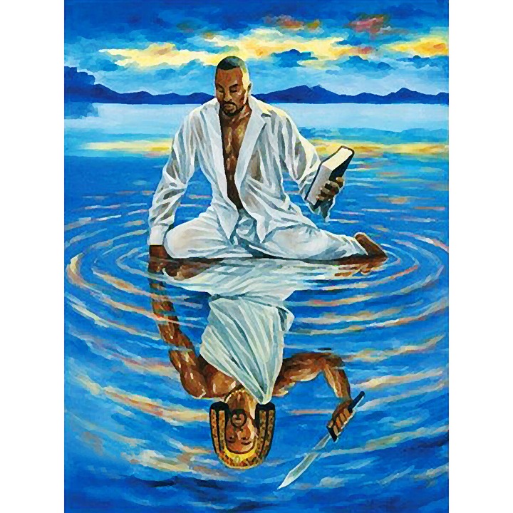 Kit broderie cu diamante rotunde, 5D, 30 x 40 cm, Model reflexie barbat, Multicolor