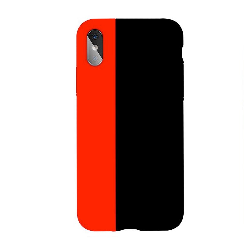 Husa compatibila cu pentru iPhone XS Max cu model magnetic din silicon, Black/Red