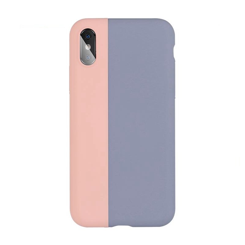 Husa compatibila cu pentru iPhone X/ XS cu model magnetic din silicon, Silver/Pink