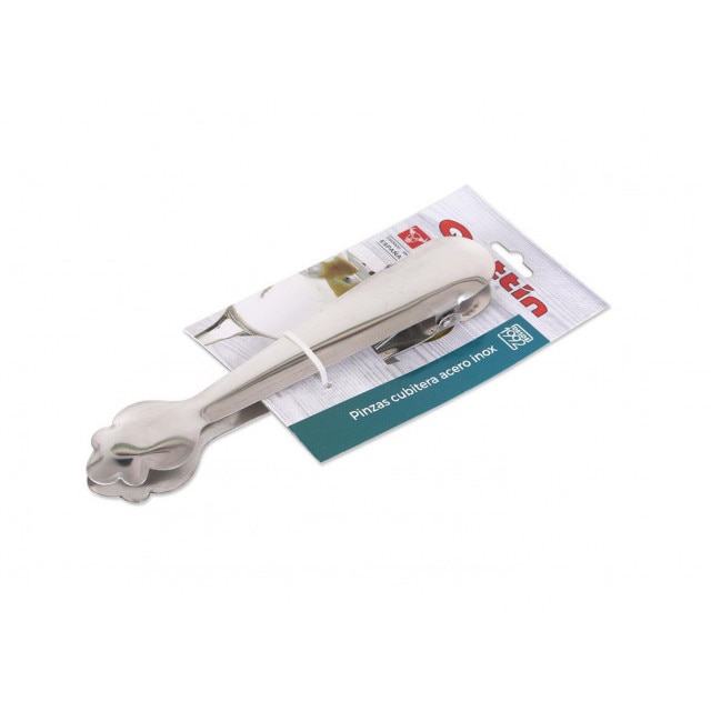 Cleste inox pentru gheata, cu arc, 19x4 cm