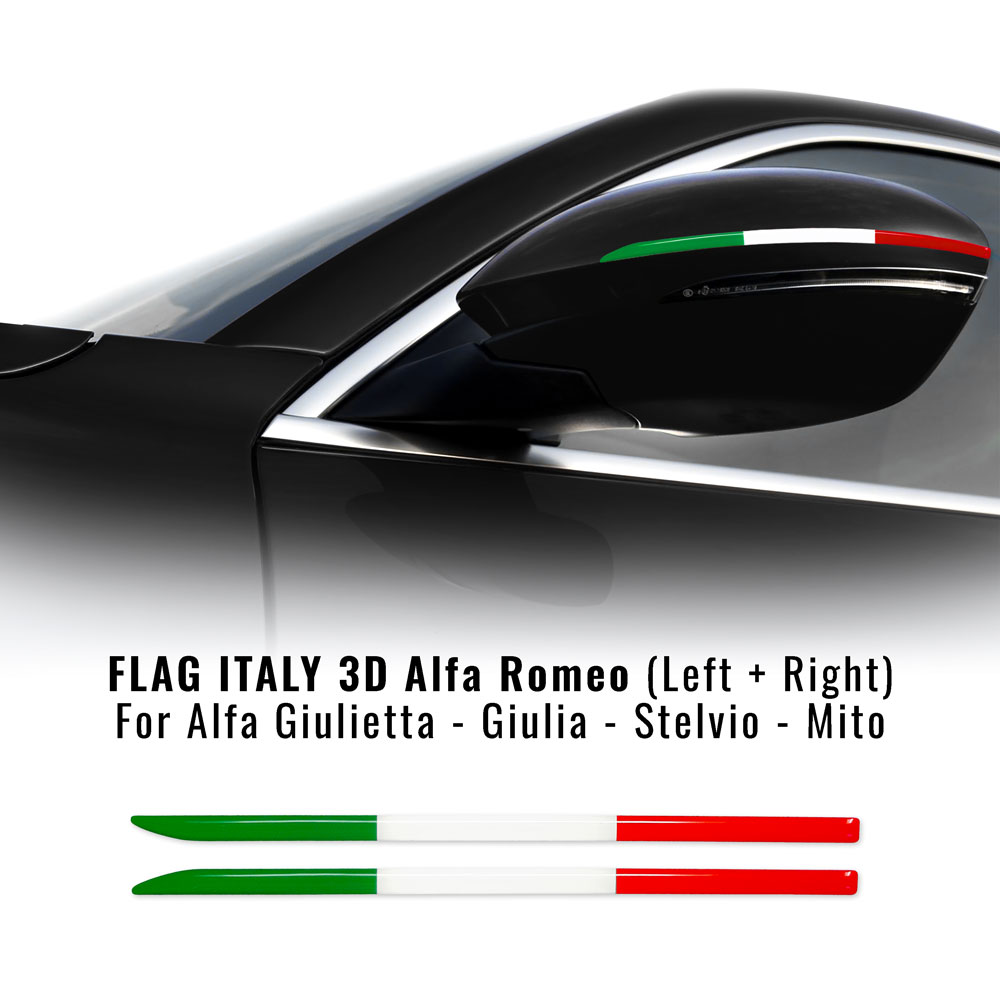 4R Quattroerre.it Sticker Kit Alfa Romeo Logo 51 mm Italy Flag for India