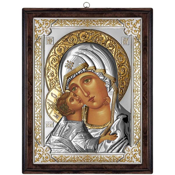 Icoana Argint Maica lui Vladimir 12x15cm Auriu ClassGifts