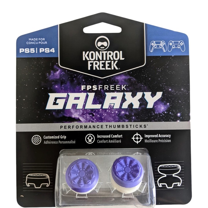 Set 2 Bucati Thumbgrip din Silicon Performance KontrolFreek Galaxy, Thumbstick Accesoriu Controller PS5, PS4, Crestere Acuratete si Confort, Mov